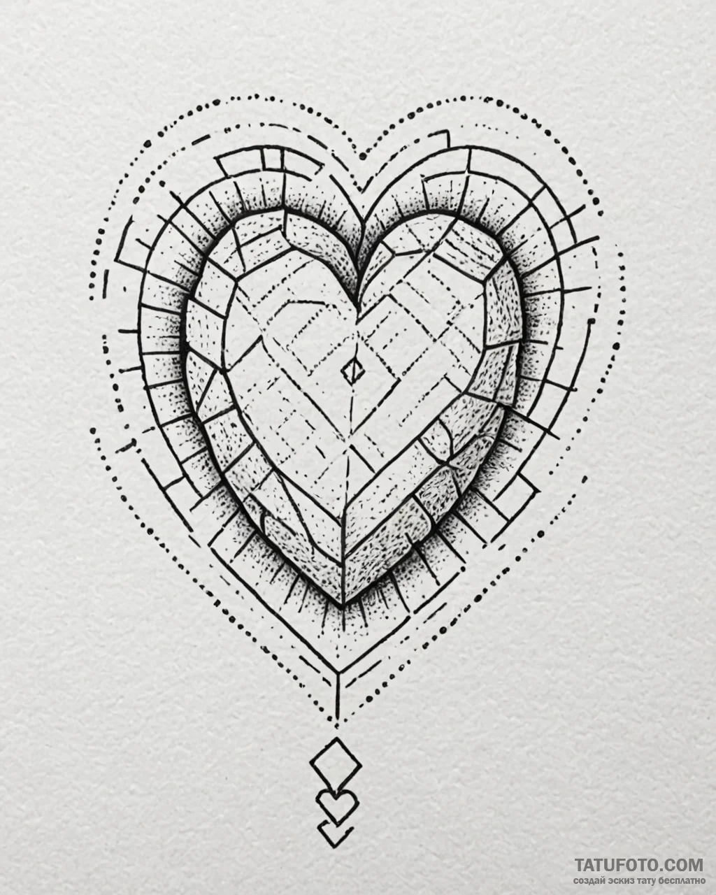 Tattoo sketch a pixelated heart container wit... - эскиз тату (№1752880662_0, 18.07.2025 23:17) — Tatufoto.com
