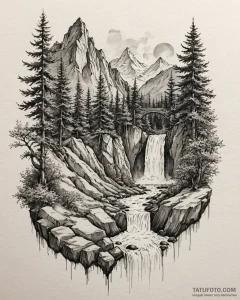 A watercolor sketch of rivendell, beautiful a... - эскиз тату (№1752881251_0, 18.07.2025 23:27) — Tatufoto.com