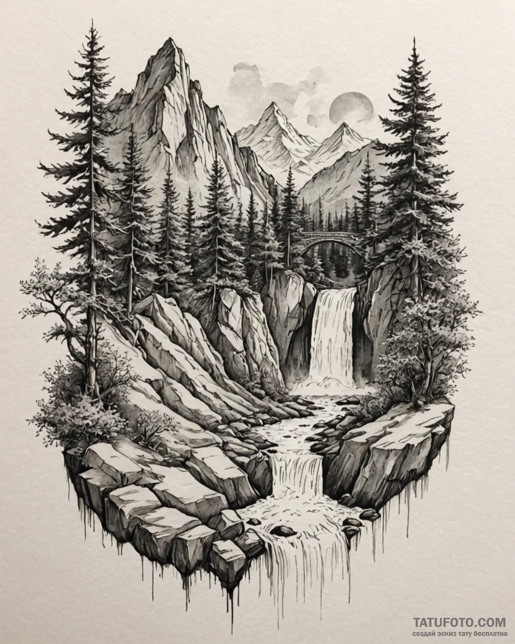 A watercolor sketch of rivendell, beautiful a… — эскиз тату (№1752881251_0, 18.07.2025 23:27) — Tatufoto.com