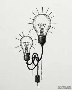 Tattoo sketch a lightbulb on one, a 'light sw... - эскиз тату (№1752882419_0, 18.07.2025 23:46) — Tatufoto.com
