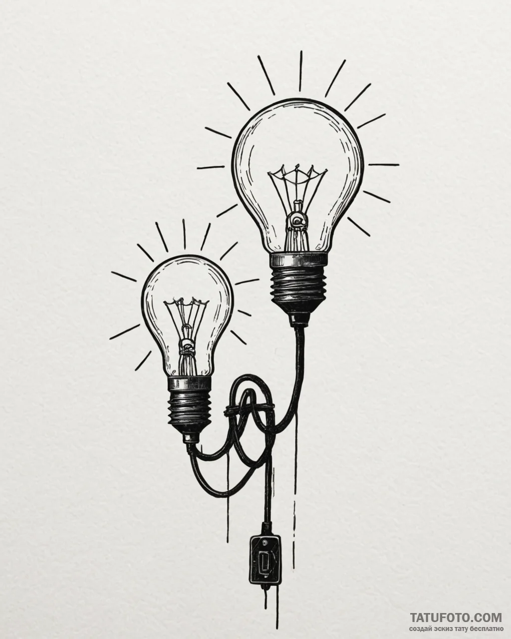 Tattoo sketch a lightbulb on one, a 'light sw... - эскиз тату (№1752882419_0, 18.07.2025 23:46) — Tatufoto.com