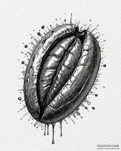 A close-up of a single coffee bean., tattoo s... - эскиз тату (№1752883255_0, 19.07.2025 00:00) — Tatufoto.com