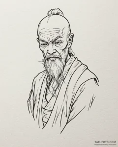 A sketch of the "pai mei" character, the lege... - эскиз тату (№1752883507_0, 19.07.2025 00:05) — Tatufoto.com