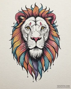 Lion, tattoo drawing outline, on a clean whit... - эскиз тату (№1752883673_0, 19.07.2025 00:07) — Tatufoto.com