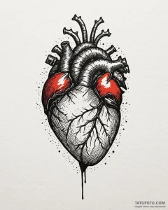 Tattoo sketch a human heart with abstract pro... - эскиз тату (№1752883757_0, 19.07.2025 00:09) — Tatufoto.com