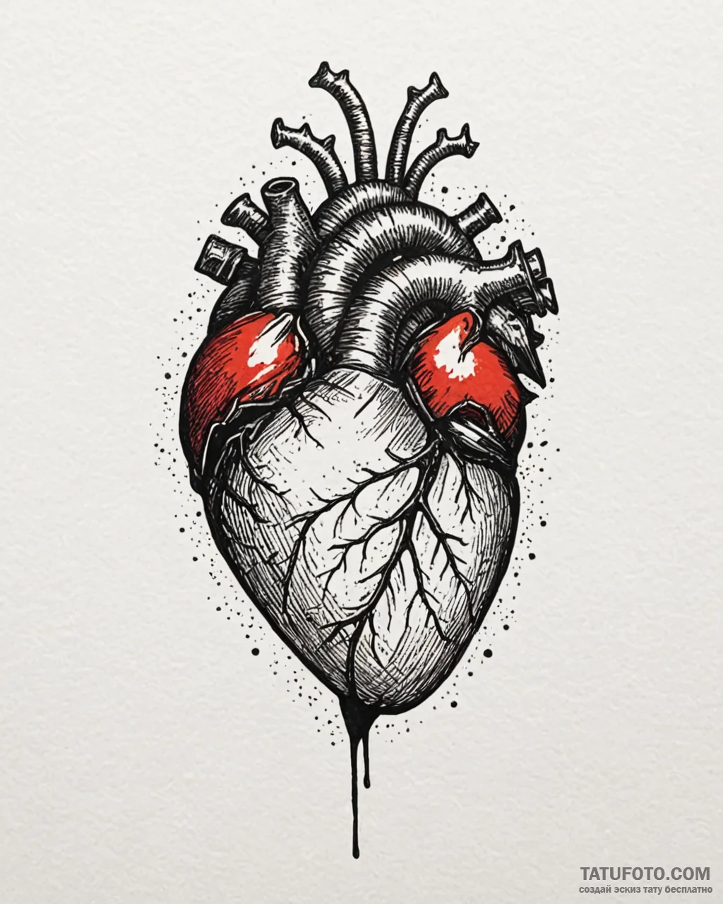Tattoo sketch a human heart with abstract pro… — эскиз тату (№1752883757_0, 19.07.2025 00:09) — Tatufoto.com