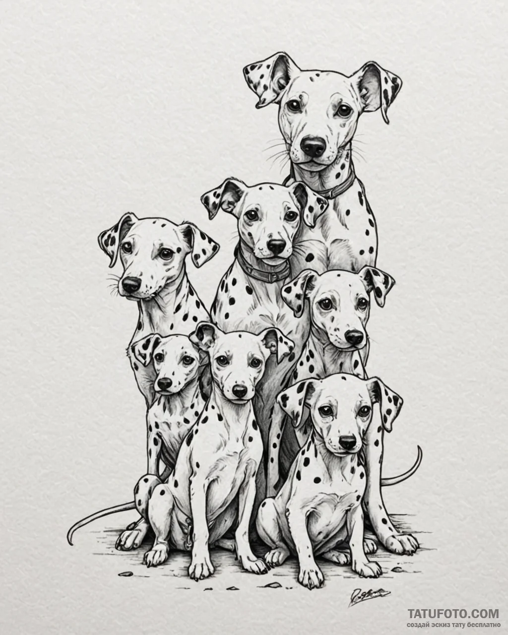A linework tattoo of the dalmatian mice from… — эскиз тату (№1752883841_0, 19.07.2025 00:10) — Tatufoto.com