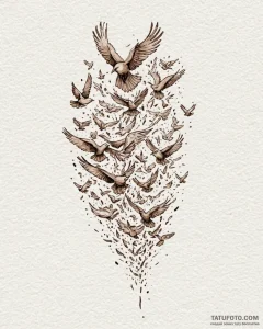 Tattoo sketch a flock of birds flying in form... - эскиз тату (№1752883925_0, 19.07.2025 00:12) — Tatufoto.com