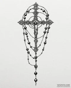 Rosary, artistic tattoo sketch, on a clean wh... - эскиз тату (№1752884098_0, 19.07.2025 00:14) — Tatufoto.com