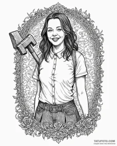 A sketch of annie wilkes from misery, with he... - эскиз тату (№1752884348_0, 19.07.2025 00:19) — Tatufoto.com