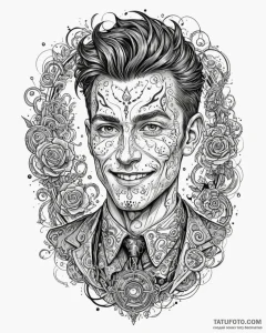A trash polka portrait of homelander from the... - эскиз тату (№1752885187_0, 19.07.2025 00:33) — Tatufoto.com