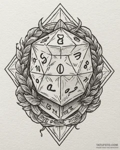 Tattoo sketch a minimalist d20 dice linework.... - эскиз тату (№1752886196_0, 19.07.2025 00:49) — Tatufoto.com