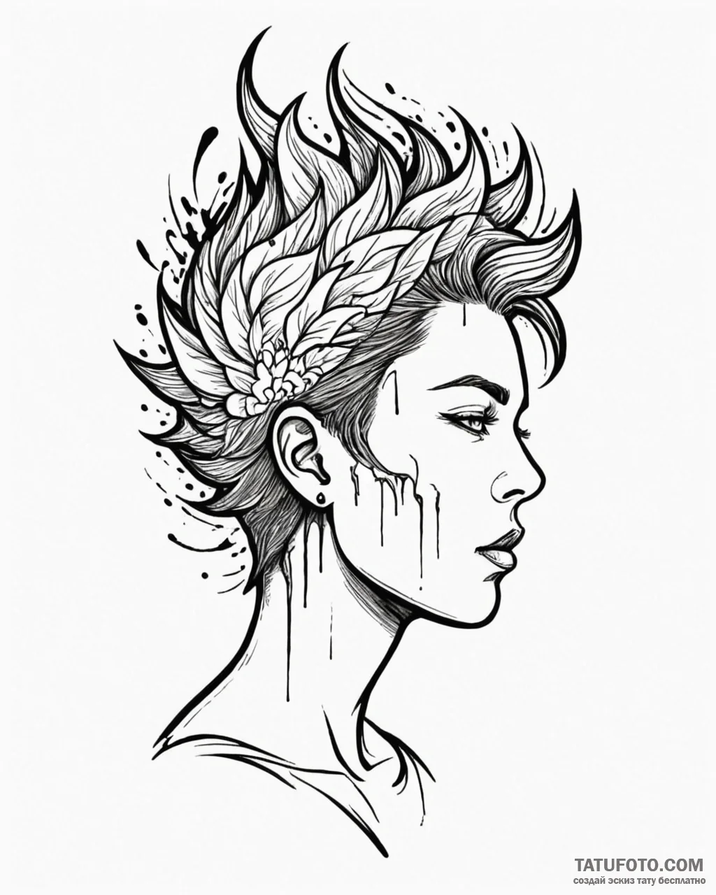 Tattoo design a powerful silhouette of a head… — эскиз тату (№1752886614_0, 19.07.2025 00:56) — Tatufoto.com