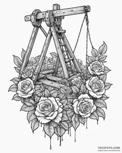 Tattoo sketch a medieval trebuchet or catapul... - эскиз тату (№1752886781_0, 19.07.2025 00:59) — Tatufoto.com
