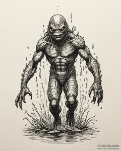 A sketch of the creature from the black lagoo... - эскиз тату (№1752886948_0, 19.07.2025 01:02) — Tatufoto.com