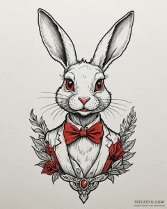A neo-traditional tattoo of the white rabbit... - эскиз тату (№1752887031_0, 19.07.2025 01:03) — Tatufoto.com