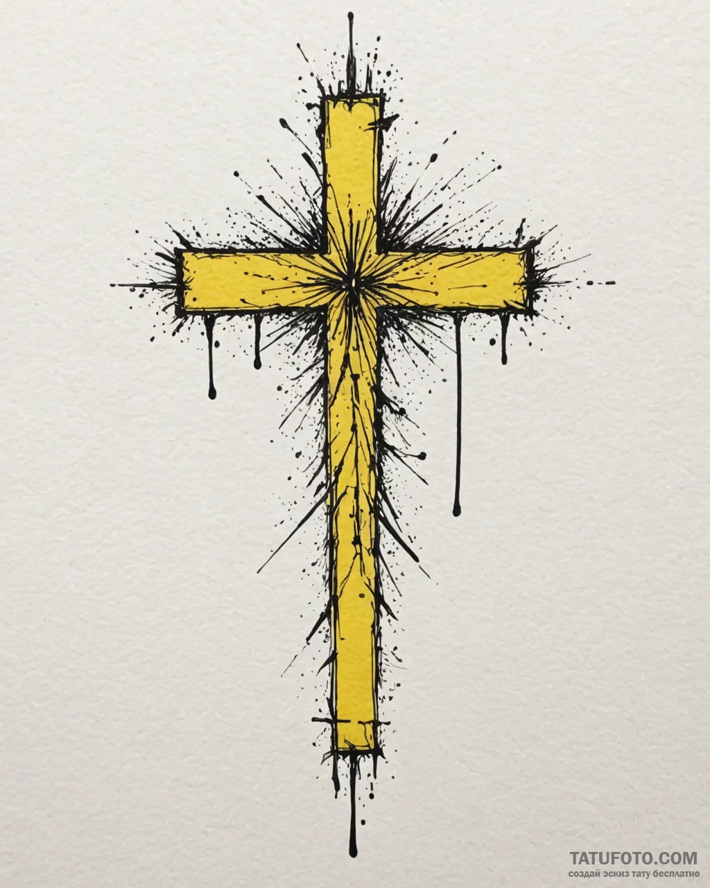 A watercolor tattoo of the yellow blood in si... - эскиз тату (№1752887196_0, 19.07.2025 01:06) — Tatufoto.com