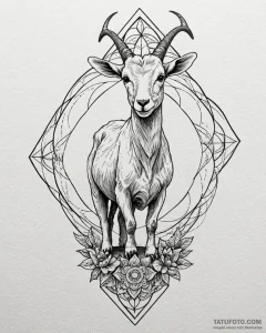 A curious goat standing on the roof of a car.... - эскиз тату (№1752887776_0, 19.07.2025 01:16) — Tatufoto.com