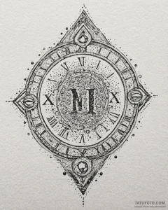 Roman numerals, artistic tattoo sketch, black... - эскиз тату (№1752887860_0, 19.07.2025 01:17) — Tatufoto.com