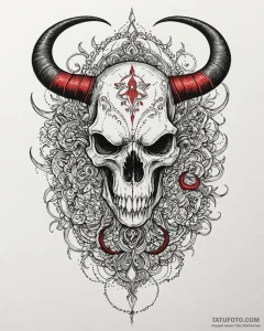 Tattoo design a zodiac animal skull in heavy... - эскиз тату (№1752888024_0, 19.07.2025 01:20) — Tatufoto.com