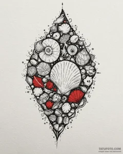 Tattoo design a minimalist seashell, represen... - эскиз тату (№1752888440_0, 19.07.2025 01:27) — Tatufoto.com