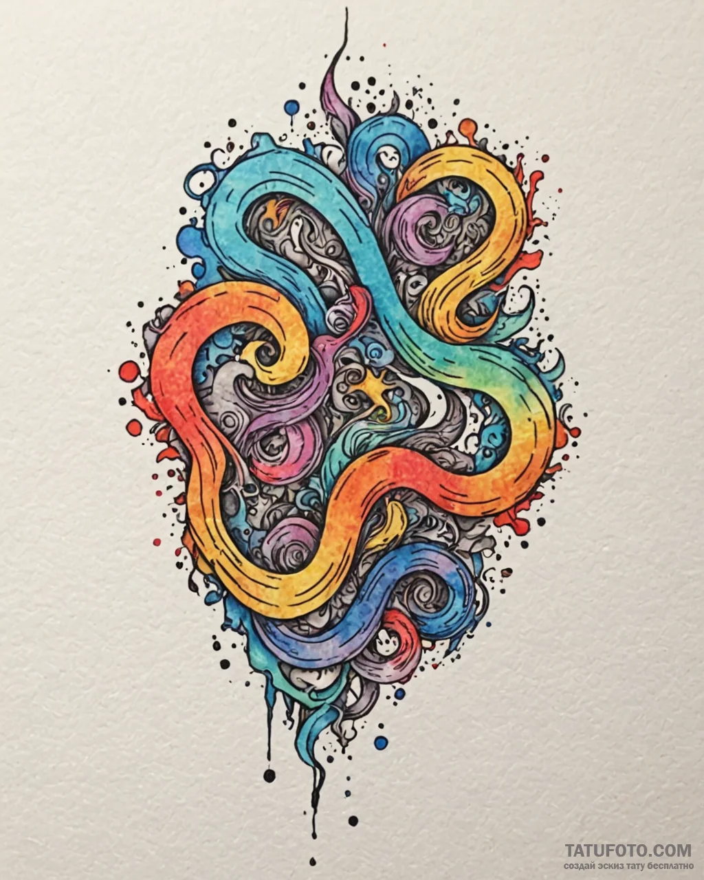 Tattoo design a flowing watercolor blend for... - эскиз тату (№1752889437_0, 19.07.2025 01:43) — Tatufoto.com