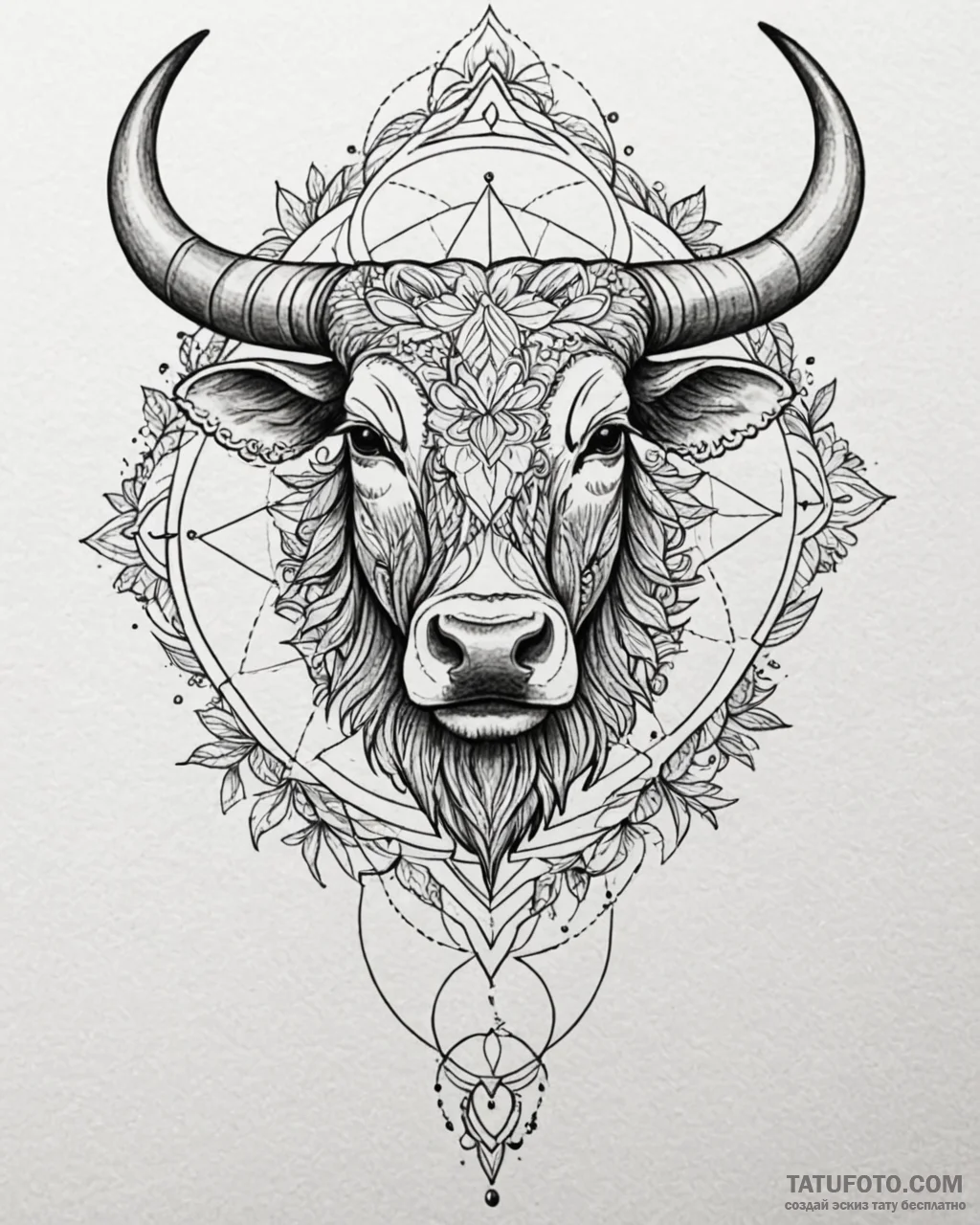 Tattoo design a taurus bull’s outline made of… — эскиз тату (№1752890851_0, 19.07.2025 02:07) — Tatufoto.com