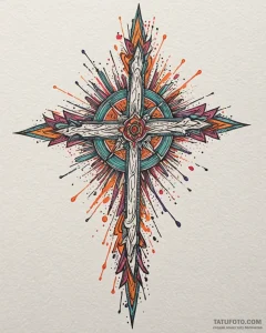 Tattoo sketch a vibrant burst of color from a... - эскиз тату (№1752891182_0, 19.07.2025 02:13) — Tatufoto.com