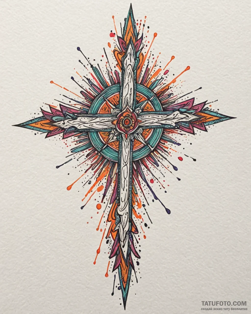 Tattoo sketch a vibrant burst of color from a… — эскиз тату (№1752891182_0, 19.07.2025 02:13) — Tatufoto.com