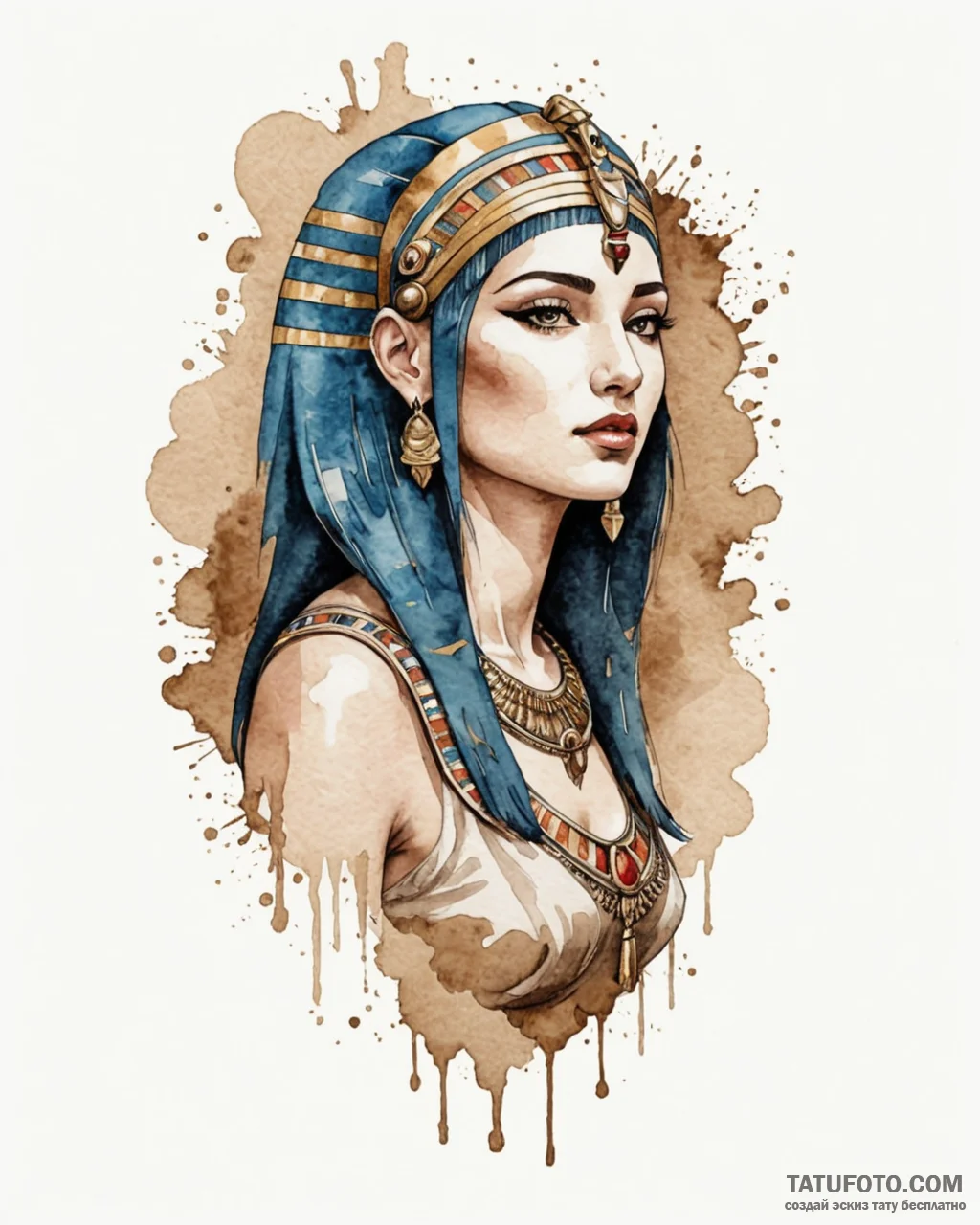Cleopatra, tattoo line art, watercolor tattoo... - эскиз тату (№1752891762_0, 19.07.2025 02:22) — Tatufoto.com