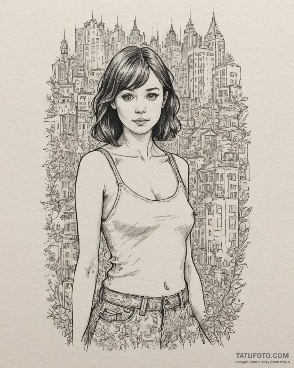 A linework tattoo of the «perfect girl» from… — эскиз тату (№1752892010_0, 19.07.2025 02:26) — Tatufoto.com