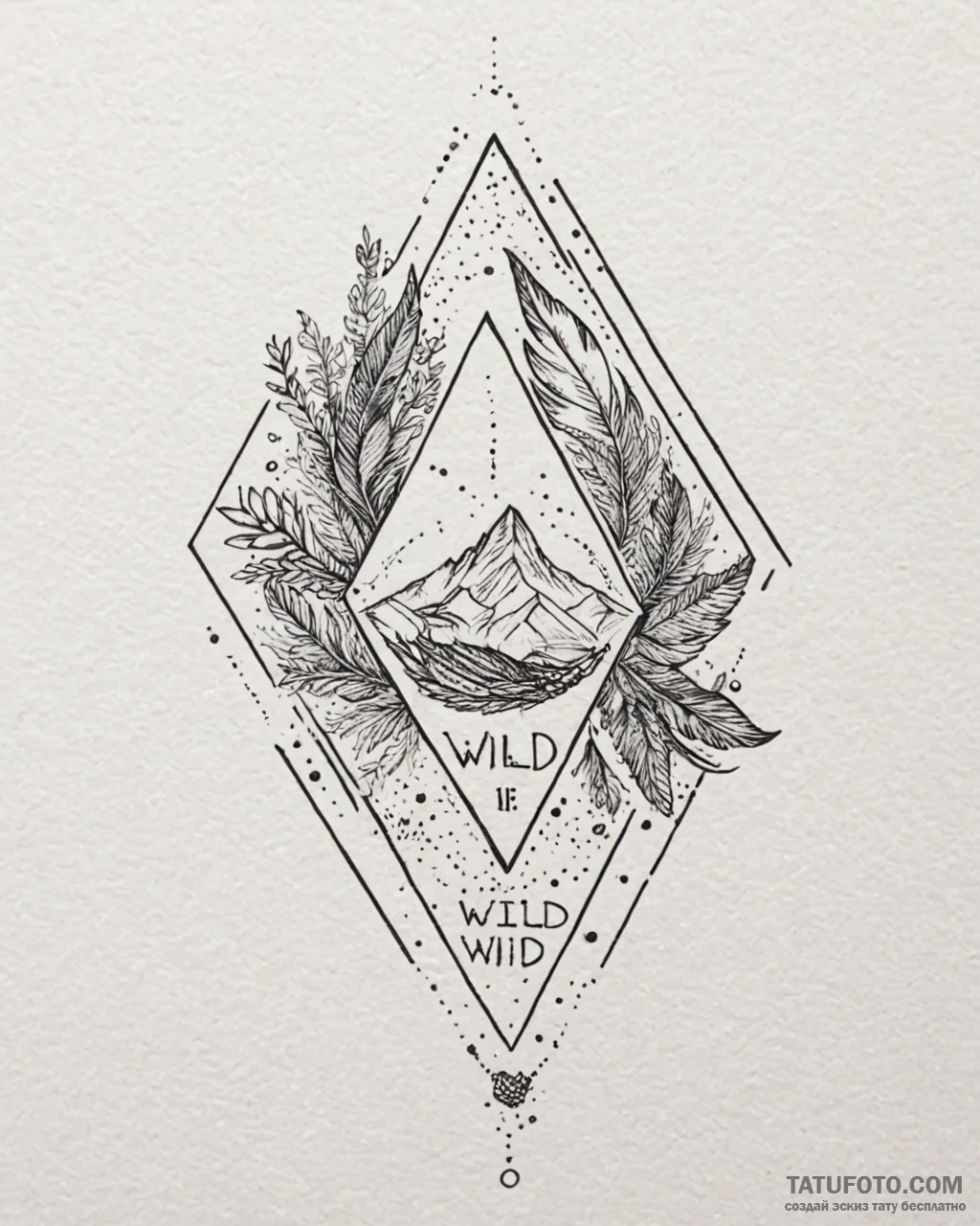 Tattoo design a word like «wild» or «free» wi… — эскиз тату (№1752892093_0, 19.07.2025 02:28) — Tatufoto.com