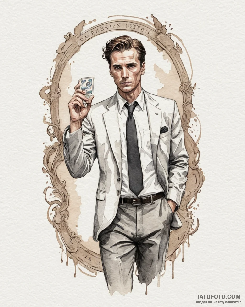 A watercolor sketch of the iconic «business c… — эскиз тату (№1752892175_0, 19.07.2025 02:29) — Tatufoto.com