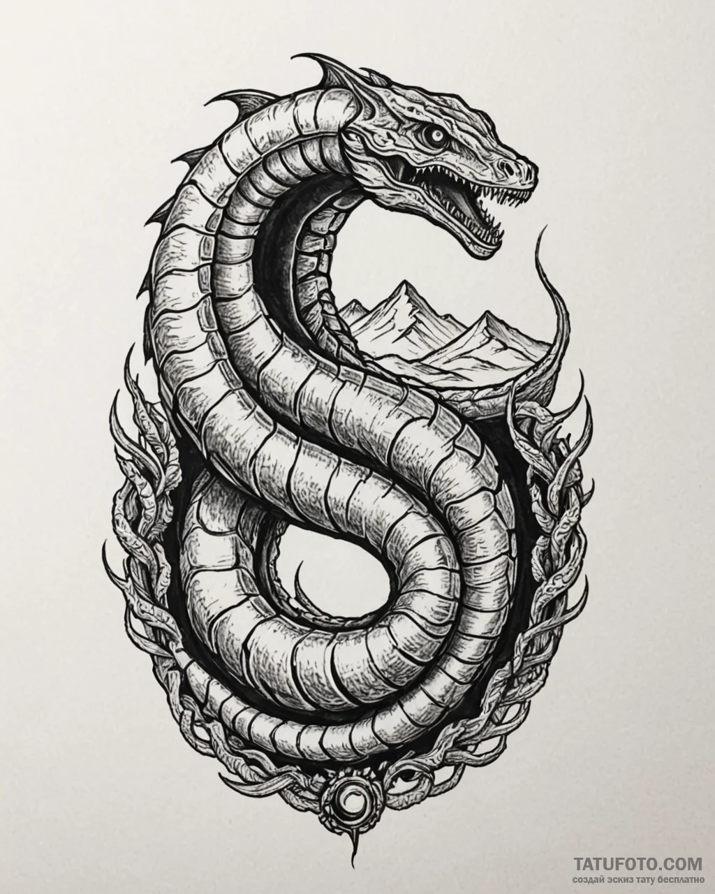 Neo-traditional tattoo design of a sandworm (… — эскиз тату (№1752892590_0, 19.07.2025 02:36) — Tatufoto.com