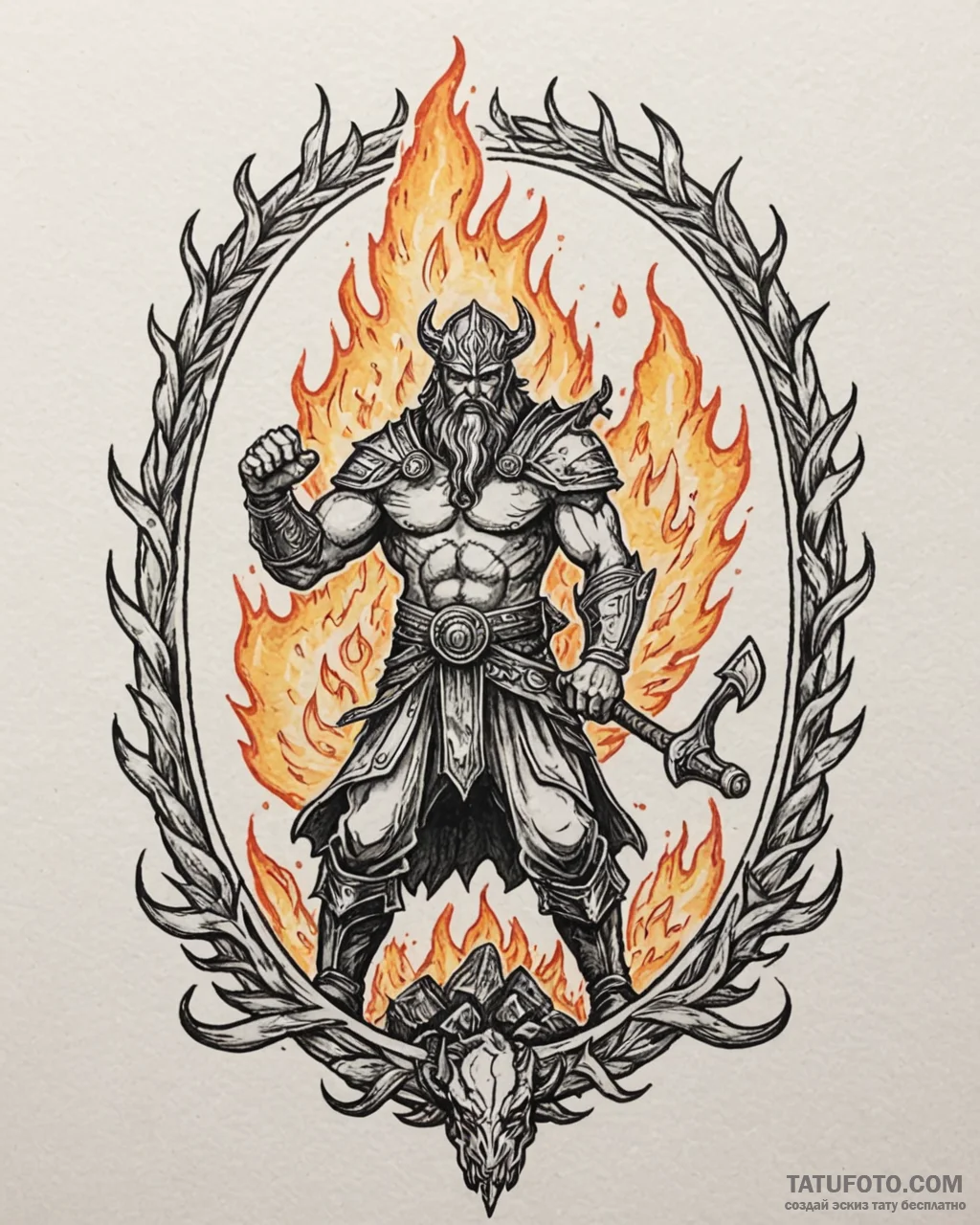 Tattoo sketch: a scene of svarog’s forge, wit… — эскиз тату (№1752892922_0, 19.07.2025 02:42) — Tatufoto.com
