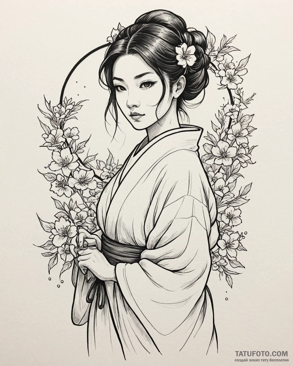 A neo-traditional portrait of o-ren ishii in... - эскиз тату (№1752893502_0, 19.07.2025 02:51) — Tatufoto.com