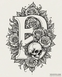 Tattoo sketch a custom initial font created f... - эскиз тату (№1752893667_0, 19.07.2025 02:54) — Tatufoto.com