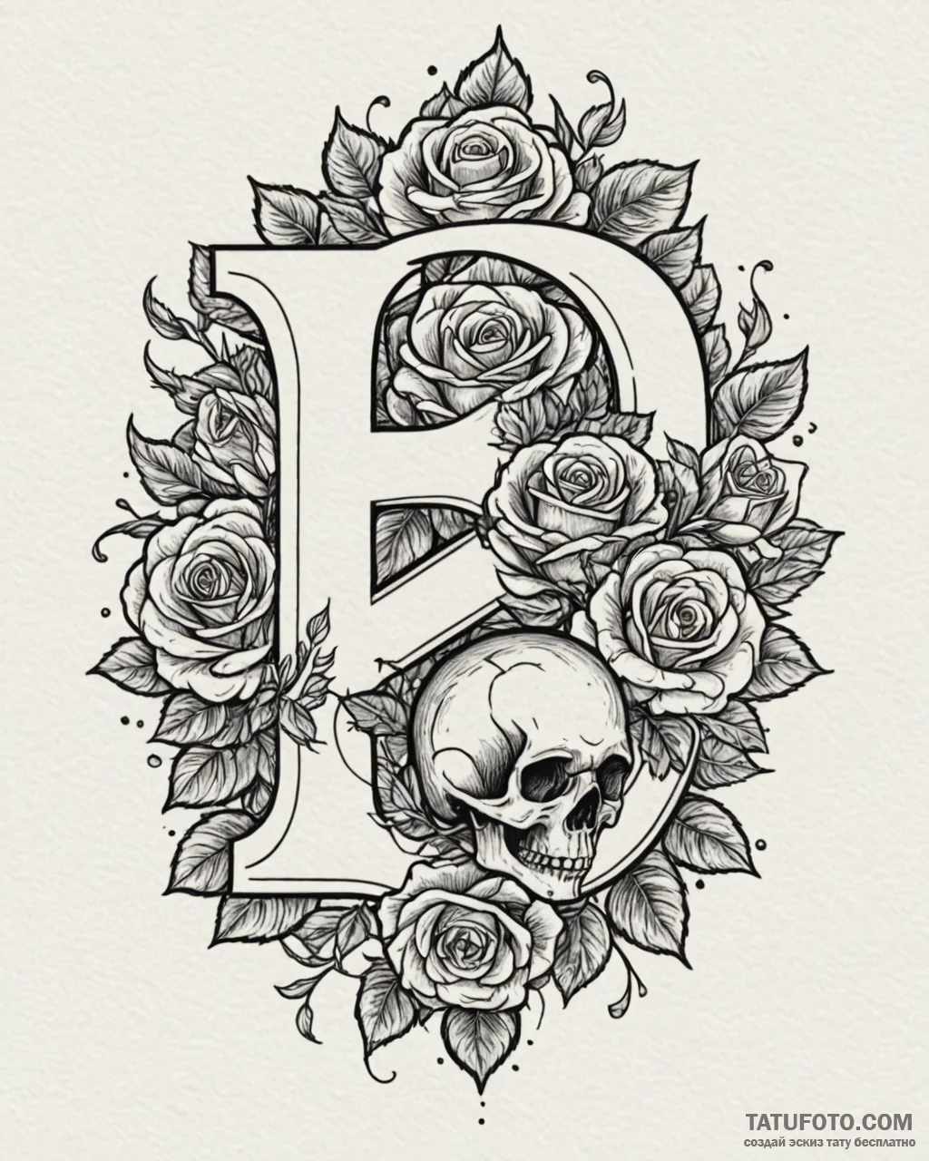 Tattoo sketch a custom initial font created f... - эскиз тату (№1752893667_0, 19.07.2025 02:54) — Tatufoto.com