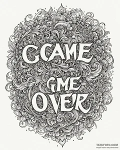 Tattoo design a minimalist 'game over' text l... - эскиз тату (№1752893750_0, 19.07.2025 02:55) — Tatufoto.com