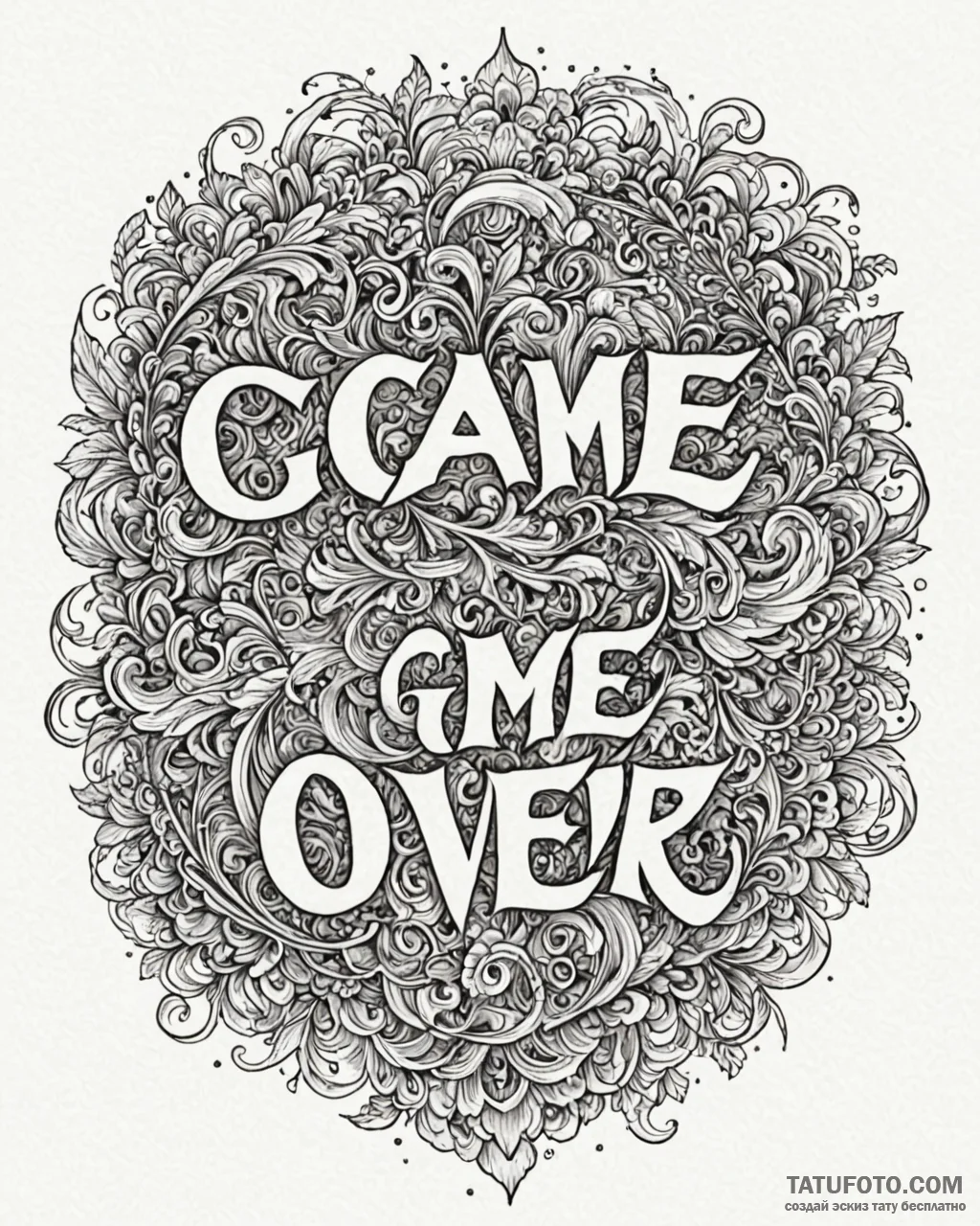 Tattoo design a minimalist ‘game over’ text l… — эскиз тату (№1752893750_0, 19.07.2025 02:55) — Tatufoto.com