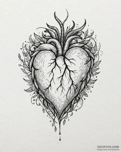 Tattoo sketch a small, subtle heart outline,... - эскиз тату (№1752893833_0, 19.07.2025 02:57) — Tatufoto.com