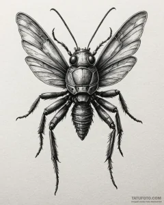 A graphic tattoo of a warrior bug from starsh... - эскиз тату (№1752893999_0, 19.07.2025 02:59) — Tatufoto.com