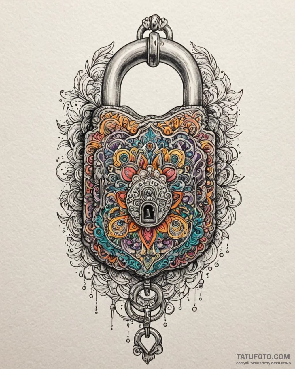 Tattoo sketch an intricate fantasy lock with... - эскиз тату (№1752894249_0, 19.07.2025 03:04) — Tatufoto.com