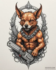 A watercolor tattoo of pochita, the chainsaw... - эскиз тату (№1752894331_0, 19.07.2025 03:05) — Tatufoto.com