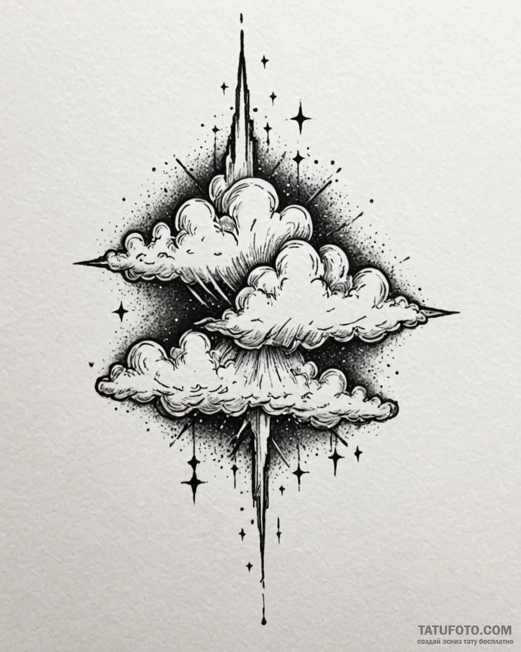 Tattoo design a small, ethereal cloud with a... - эскиз тату (№1752894831_0, 19.07.2025 03:13) — Tatufoto.com