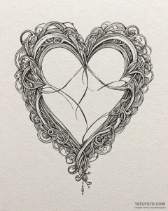 Tattoo sketch a heart made of a single contin... - эскиз тату (№1752895164_0, 19.07.2025 03:19) — Tatufoto.com