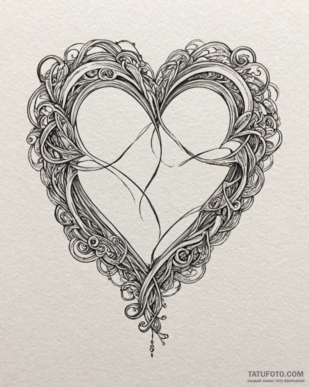 Tattoo sketch a heart made of a single contin... - эскиз тату (№1752895164_0, 19.07.2025 03:19) — Tatufoto.com