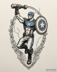 A neo-traditional tattoo of captain america l... - эскиз тату (№1752895754_0, 19.07.2025 03:29) — Tatufoto.com