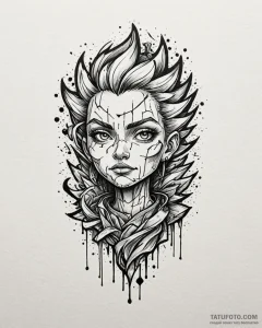 Tattoo design a glitching character sprite ab... - эскиз тату (№1752895920_0, 19.07.2025 03:32) — Tatufoto.com