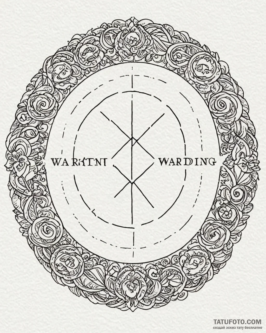 Tattoo sketch a stylized "warding circle" wit... - эскиз тату (№1752896169_0, 19.07.2025 03:36) — Tatufoto.com